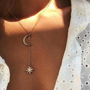 Free People moon & star jewelry gypsy necklace
